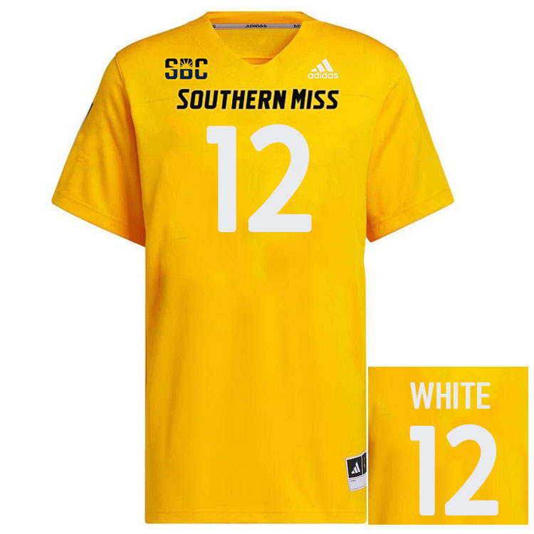 Southern Miss Golden Eagles #12 John White Jersey Football Uniforms-Gold